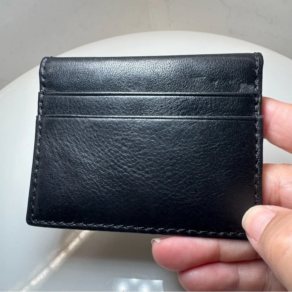 Fossil Leather Cardholder Wallet w/ ID Window- Slim Minimalist Bifold Black